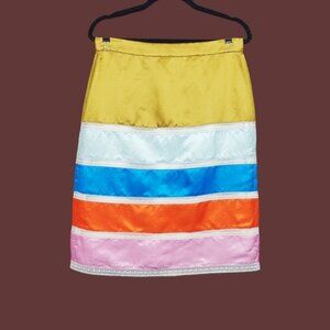 J.Crew Womens Colorblock Crochet Ribbon Linen Blend Pencil Skirt Size 10P NWT